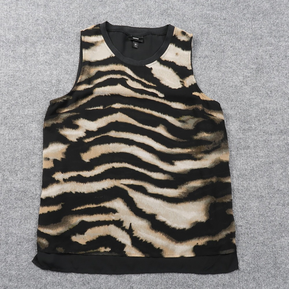 Mossimo Tank Top Womens Medium Animal Print Sleeveless Blouse Split Back Layered